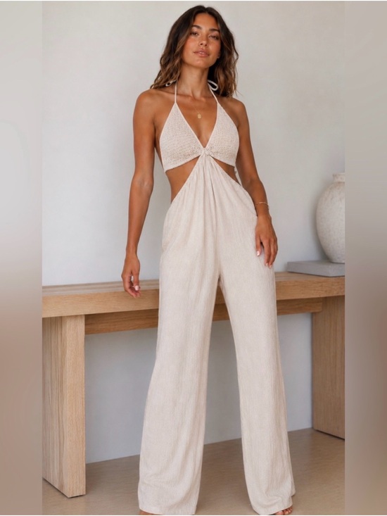 Style Rack Pants - Style Rack | Cutout Halter Wide-Leg Jumpsuit